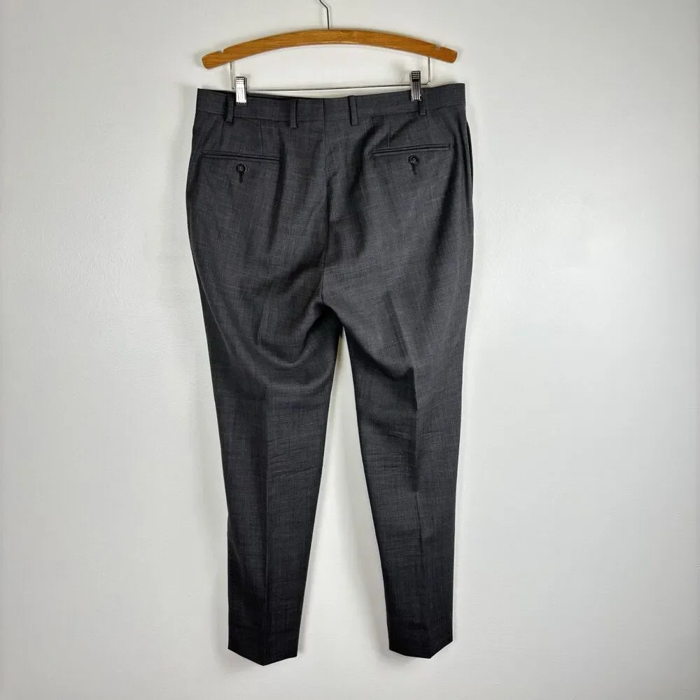 Calvin Klein 2 Piece Suit Mens 42L Gray Wool Jacket Pants Wedding Career 37x31.5